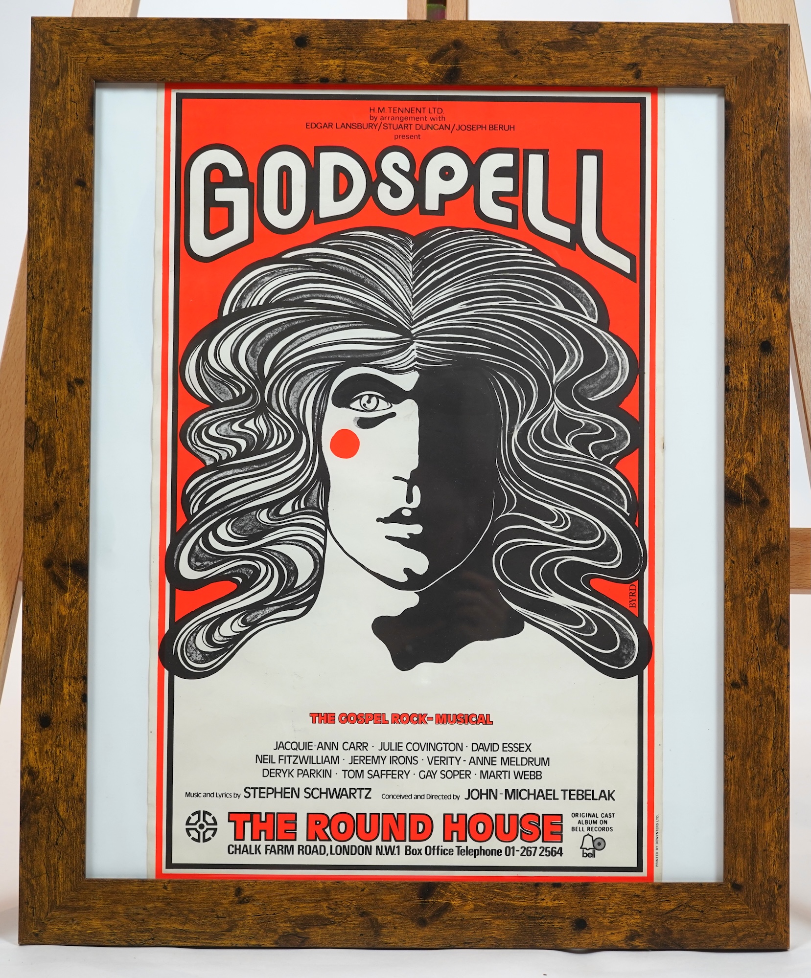 Godspell, a vintage musical poster for The Rock Musical at The Round House, printed by Dewynters Ltd, 50 x 32cm